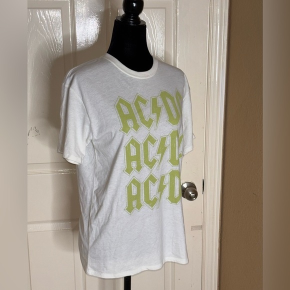 AC/DC Tops - AC/DC Shirt Women's XL White Rock Band Graphic Tee Short Sleeve Top Stretch​​​